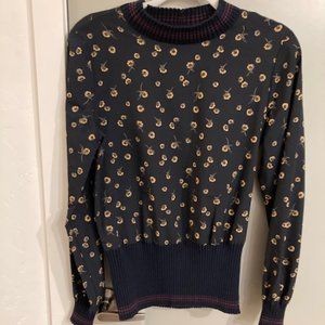 French Connection Blouse Navy w/ gold flower print